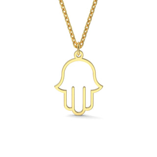 Simple Hamsa Outline Gold Pendant