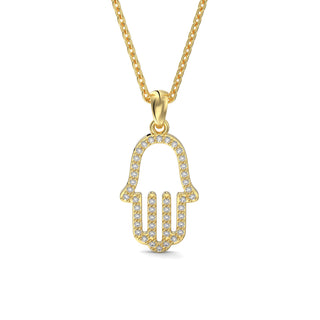 EZ - 018 Gold & Diamond Minimalist Chamsa Pendant - Zahav® Fine Jewelry