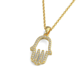 EZ - 018 Gold & Diamond Minimalist Chamsa Pendant - Zahav® Fine Jewelry