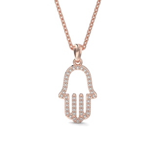 EZ - 018 Gold & Diamond Minimalist Chamsa Pendant - Zahav® Fine Jewelry