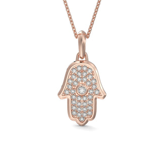 EZ - 037 Diamond Chamsa Evil Eye Pendant with Center Stone - Zahav® Fine Jewelry