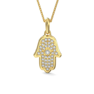 EZ - 037 Diamond Chamsa Evil Eye Pendant with Center Stone - Zahav® Fine Jewelry