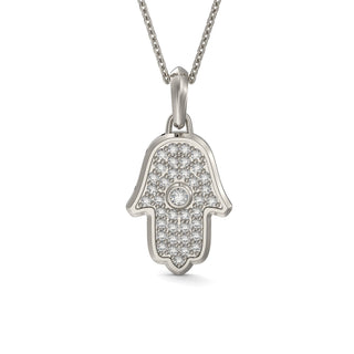 EZ - 037 Diamond Chamsa Evil Eye Pendant with Center Stone - Zahav® Fine Jewelry