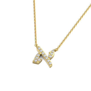 EZ - 071 Diamond Crusted Hebrew Letter Initial Gold Pendant - Zahav® Fine Jewelry