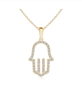 Gold & Diamond Hamsa Pendant Necklace - Zahav.Gold