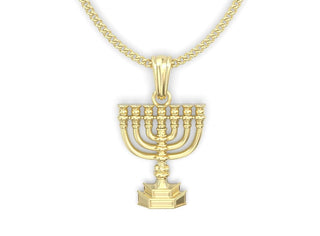 Gold & Diamond Menorah Pendant Necklace - Zahav.Gold