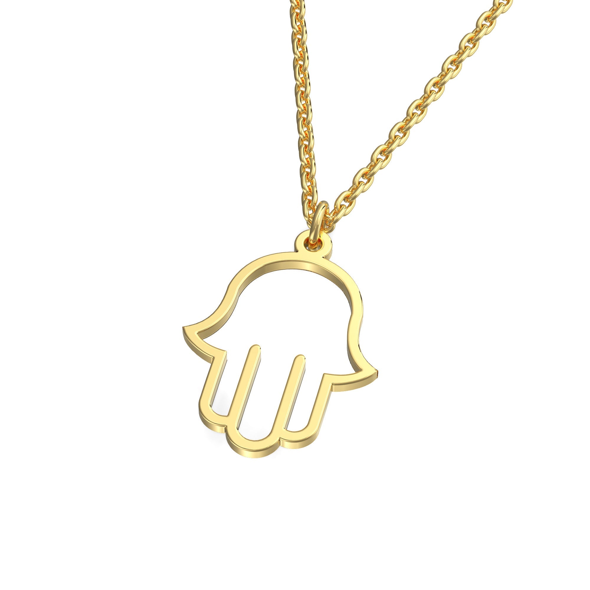 Simple Hamsa Outline Gold Pendant – Zahav® Fine Jewelry